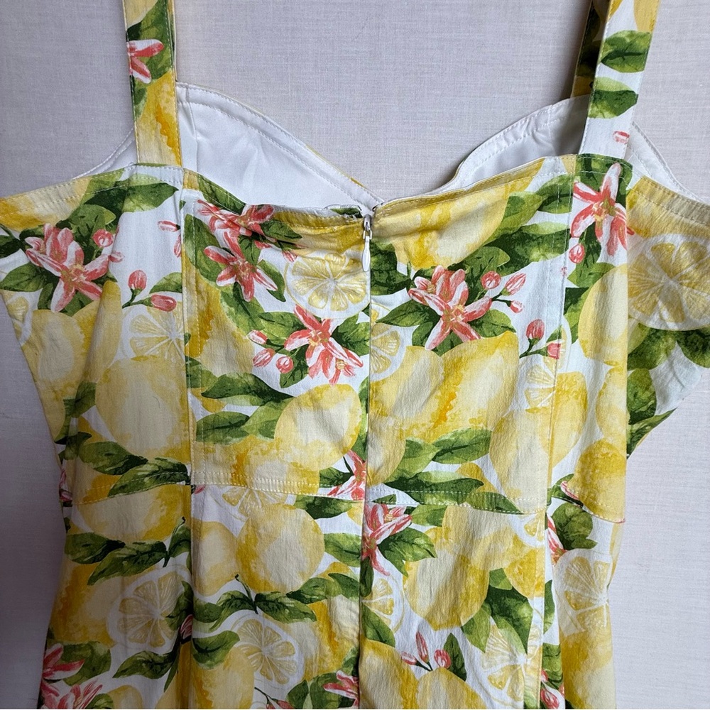 Avec Les Filles Lemon Corset Style Lemon Printed Mini Dress- Size 14 NWT - Picture 6 of 9